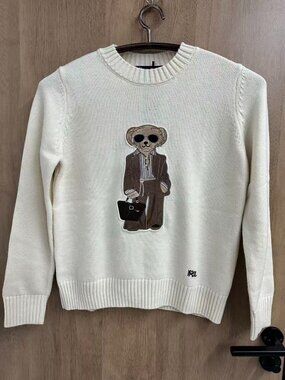 Polo Ralph Lauren Teddy Bear Graphic Sweater Cream